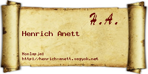 Henrich Anett névjegykártya